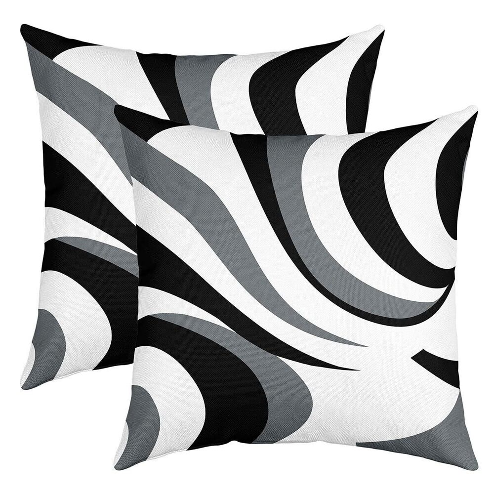 7039 Black Grey White Geometric Reversible Throw Pillow Covers for Kids
